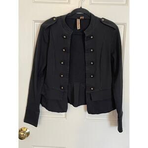 Eyeshadow Women Large Jacket Gold/Bronze Button Close Long Sleeve Military Gray